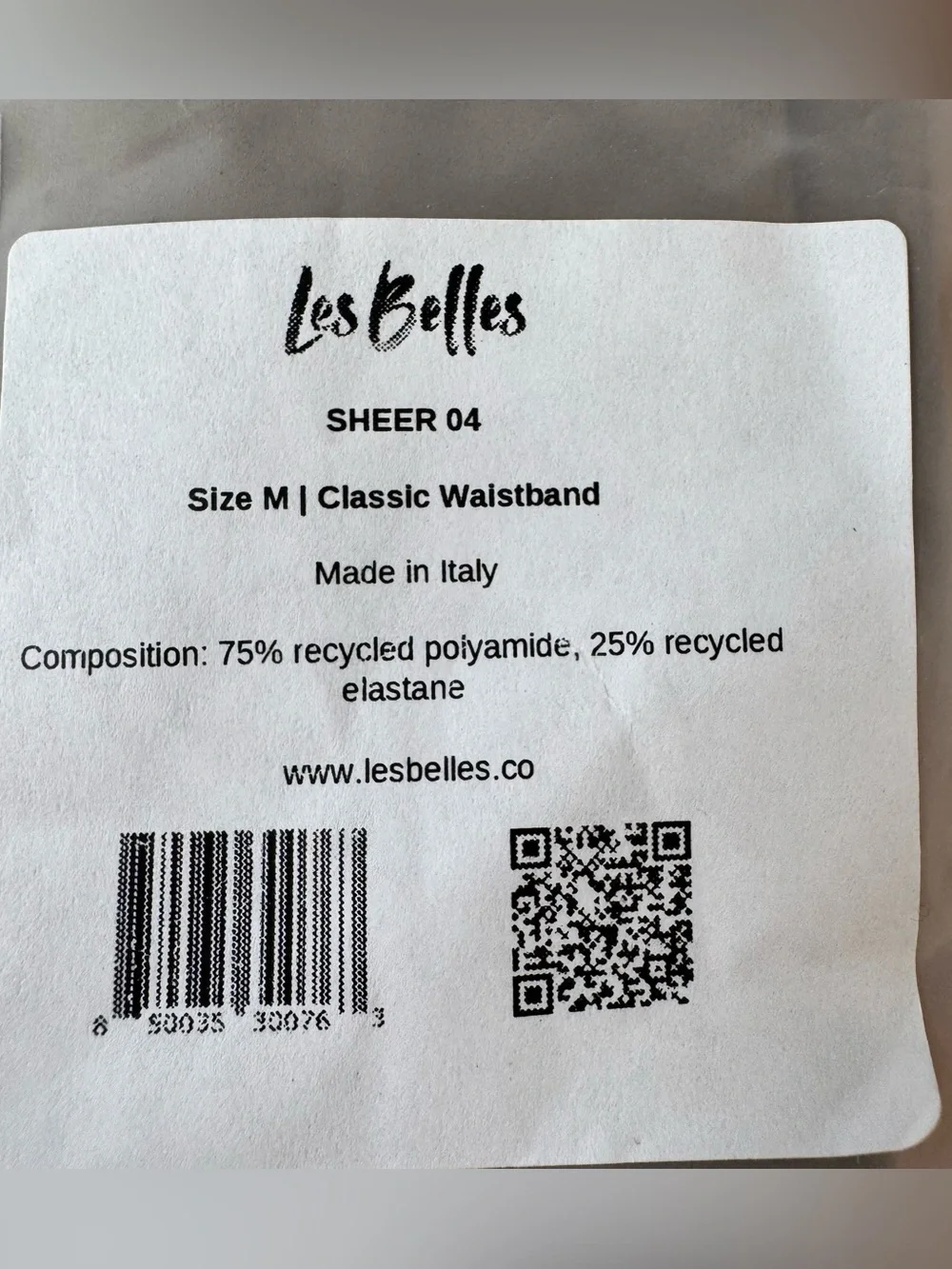 NWT Les Belles Sheer 04 Nude Seamless Classic Belt No Roll Waistband Tights - M